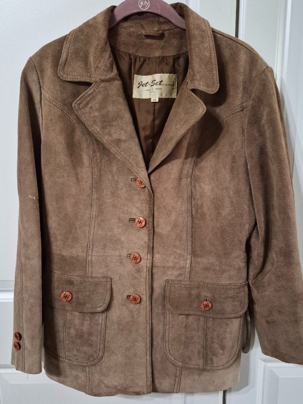 Vintage 1970s Jet-Set of California Suede Leather Blazer Jacket SZ 14   S/M